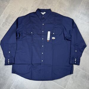 Rasco FR Work Shirt Men’s 3XL Long Navy Blue Snap Front Lightweight NWT